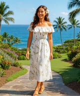 Maka Nani Off Shoulder Ankle Length Rayon Dress White