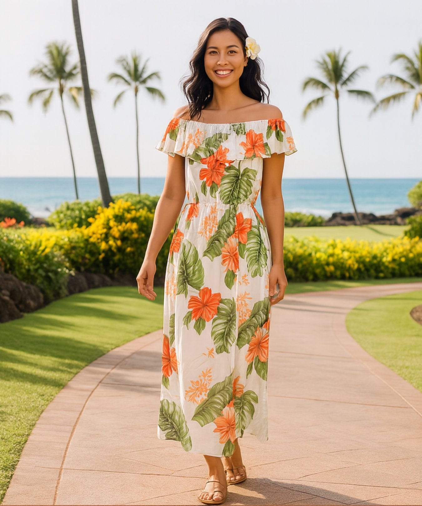 fitted lace wedding dress Mzkdieey Women's Beach Palm Trees Print Tropical Hawaiian Dress Spaghetti  Strap V Neck Boho Long Maxi Dress Summer Sundress at Amazon Women's Clothing  store main image 0