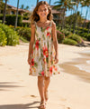 Anela Orchid Smock Top Girls Hawaiian Dress Beige