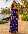 Orchid Smock Tube Top Long Maxi Hawaiian Dress Purple One Size Fits Most XS-XL