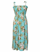 Orchids Tie On Shoulder Smock Top Hawaiian Dress