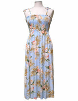Orchids Tie On Shoulder Smock Top Hawaiian Dress