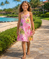 Rayon Orchids Girls V-Neck Smock Dress Pink