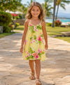 Rayon Orchids Girls V-Neck Smock Dress Yellow