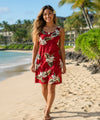 Orchids Knee Length Makani Hawaiian Dress Red