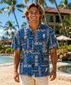Outrigger Cotton Hawaiian Aloha Shirt Blue