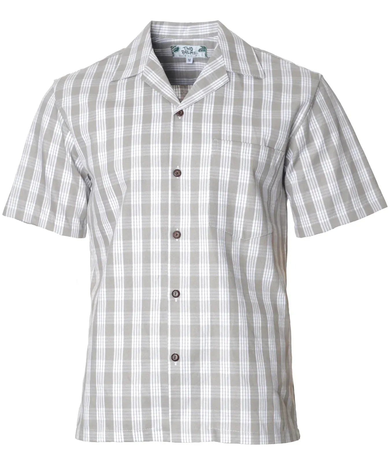 Light Gray Short Sleeves Classic Palaka Aloha Shirt