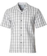 Light Gray Short Sleeves Classic Palaka Aloha Shirt