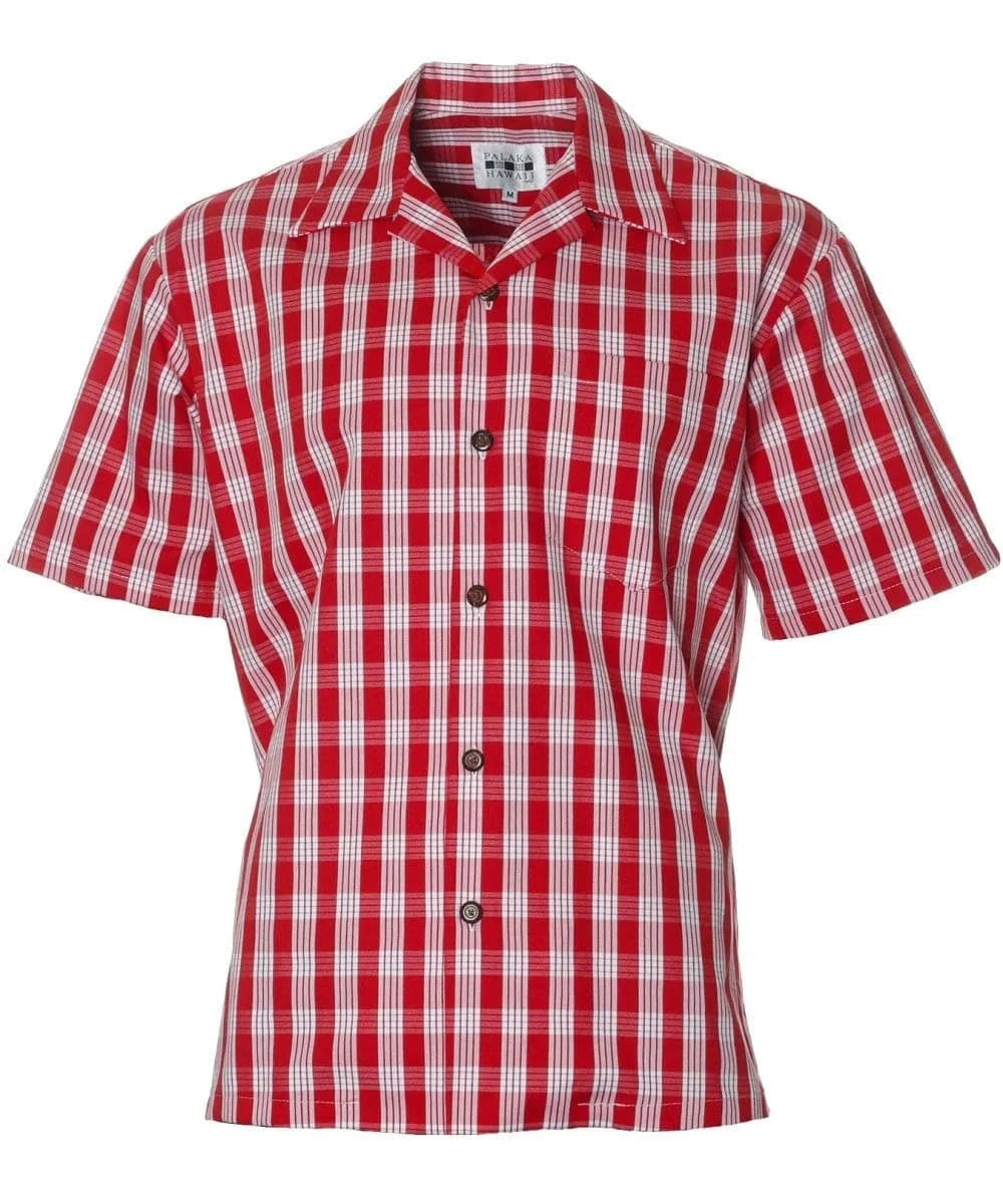 Traditional Hawaiian Paniolo Red Palaka Shirt