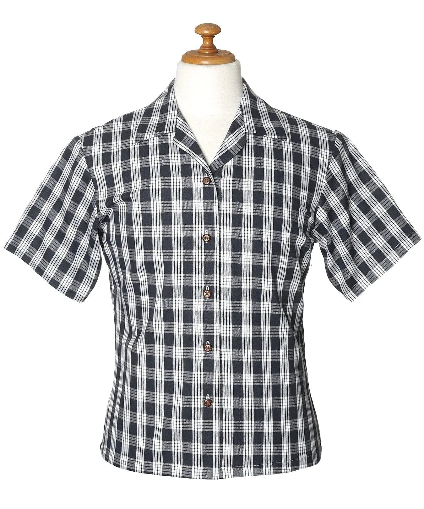 Black short Sleeves Woman Palaka Shirt