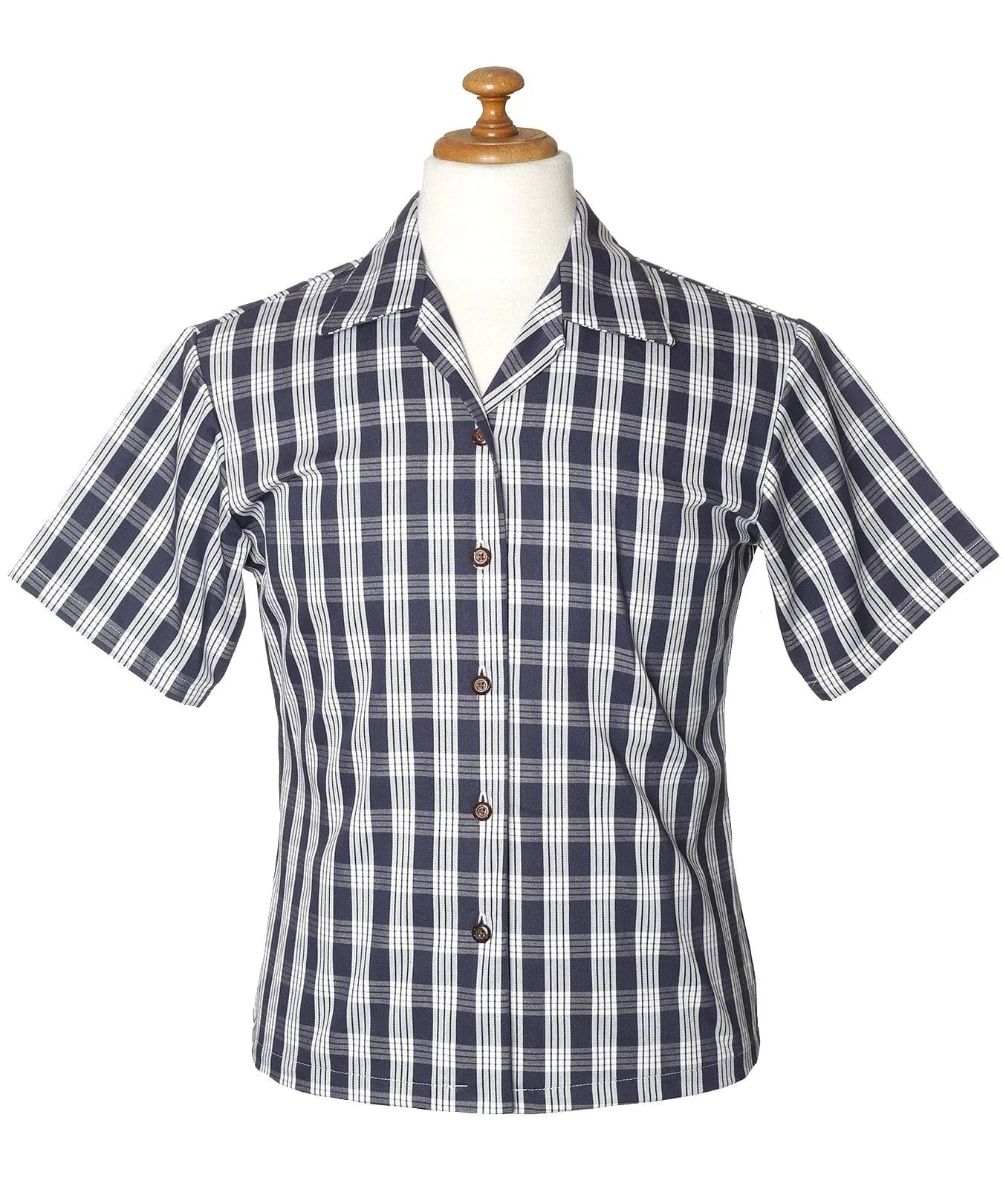 Navy short Sleeves Woman Palaka Shirt
