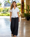 Rayon Poplin Palazo Pants with Side Pockets Black