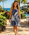 Short Sleeve Poly Spandex Tropical Hawaiian Dress Navy