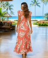 Palolo Long Muumuu Hawaiian Dress Peach Back