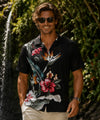 Tropical Short Sleeves Rayon Hawaiian Shirt Black