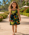 Girls Elastic Straps Parrots Black Sundress Black