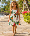 Parrots Cotton Girls Hawaiian Sundress White