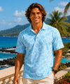 Pineapple Wrinkle-Free Polo Garden Aloha Golf Shirt Aqua