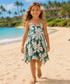 Girls Pineapples Scarf Hem Rayon Dress Sage