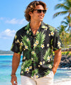 Plumeria Cotton Men's Hawaiian Shirt Black