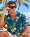 Plumeria Cotton Men's Hawaiian Shirt Slate