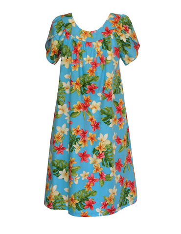 Plumeria Fantasia Pull Over Short Muumuu Dress