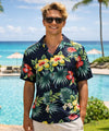 Plumeria Rayon Relaxed Fit Aloha Shirt Black