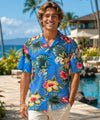 Plumeria Rayon Relaxed Fit Aloha Shirt Blue