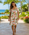 Plumeria Fantasia Pull Over Short Muumuu Dress White