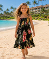 Plumeria Girls Smock Rayon Hawaiian Dress Black