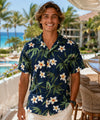 Plumeria Resort Rayon Relaxed Fit Aloha Shirt Navy