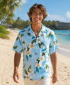 Short Sleeves Light Sky Blue Plumeria Aloha Shirt Light Sky Blue