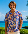 Plus Size Haliconia Men's Rayon Blue Aloha Shirt