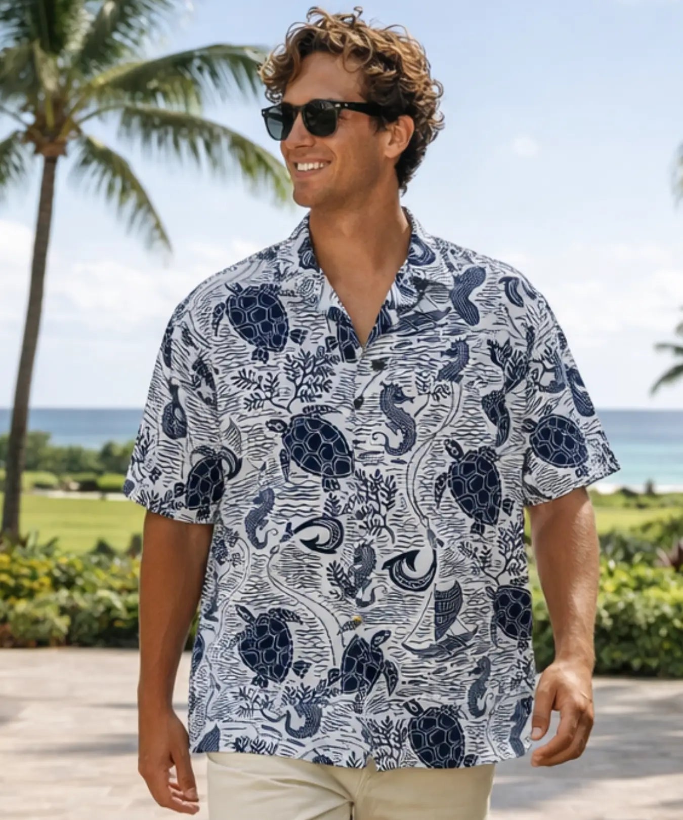 Short Sleeve Plus Size Voyage Aloha Shirt White 6XL