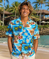 Polynesian Cotton Aloha Men's Shirt Turquoise