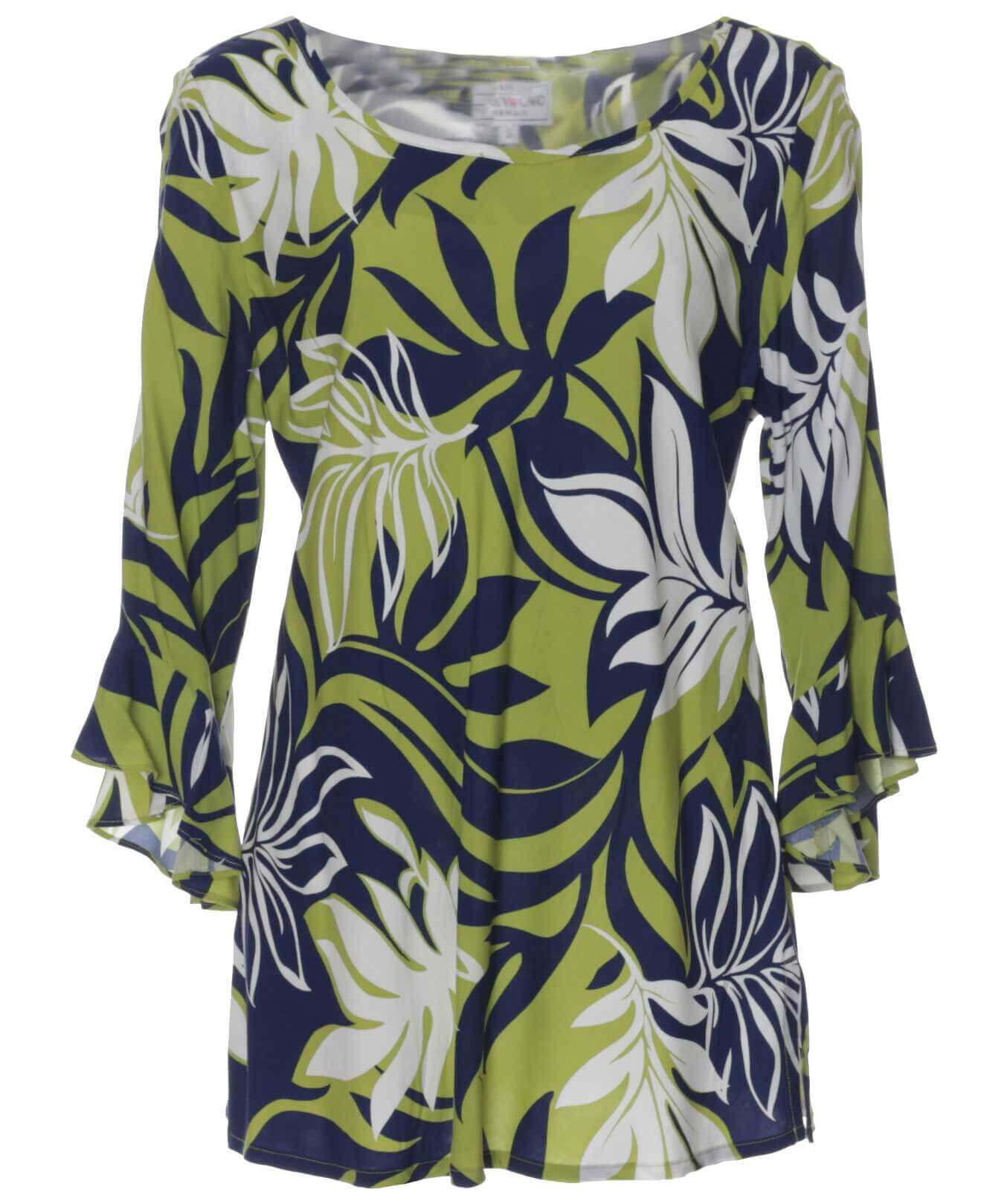 Rayon Bias Cut 3/4 Bell Sleeves Blouse