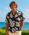 Rayon Taro Relax Fit Men's Black Aloha Shirt