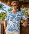 Makapu Short Sleeves Aloha Rayon Shirt Corn Flower Blue Men's Rayon Shirts