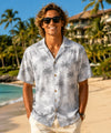 Short Sleeves Palms Relaxed Fit Rayon Men's Aloha Shirt Ash