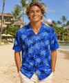 Short Sleeves Palms Relaxed Fit Rayon Men's Aloha Shirt Blue