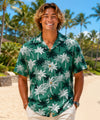 Short Sleeves Palms Relaxed Fit Rayon Men's Aloha Shirt Green