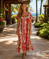 Luana Relaxed Fit Long Muumuu Dress Red
