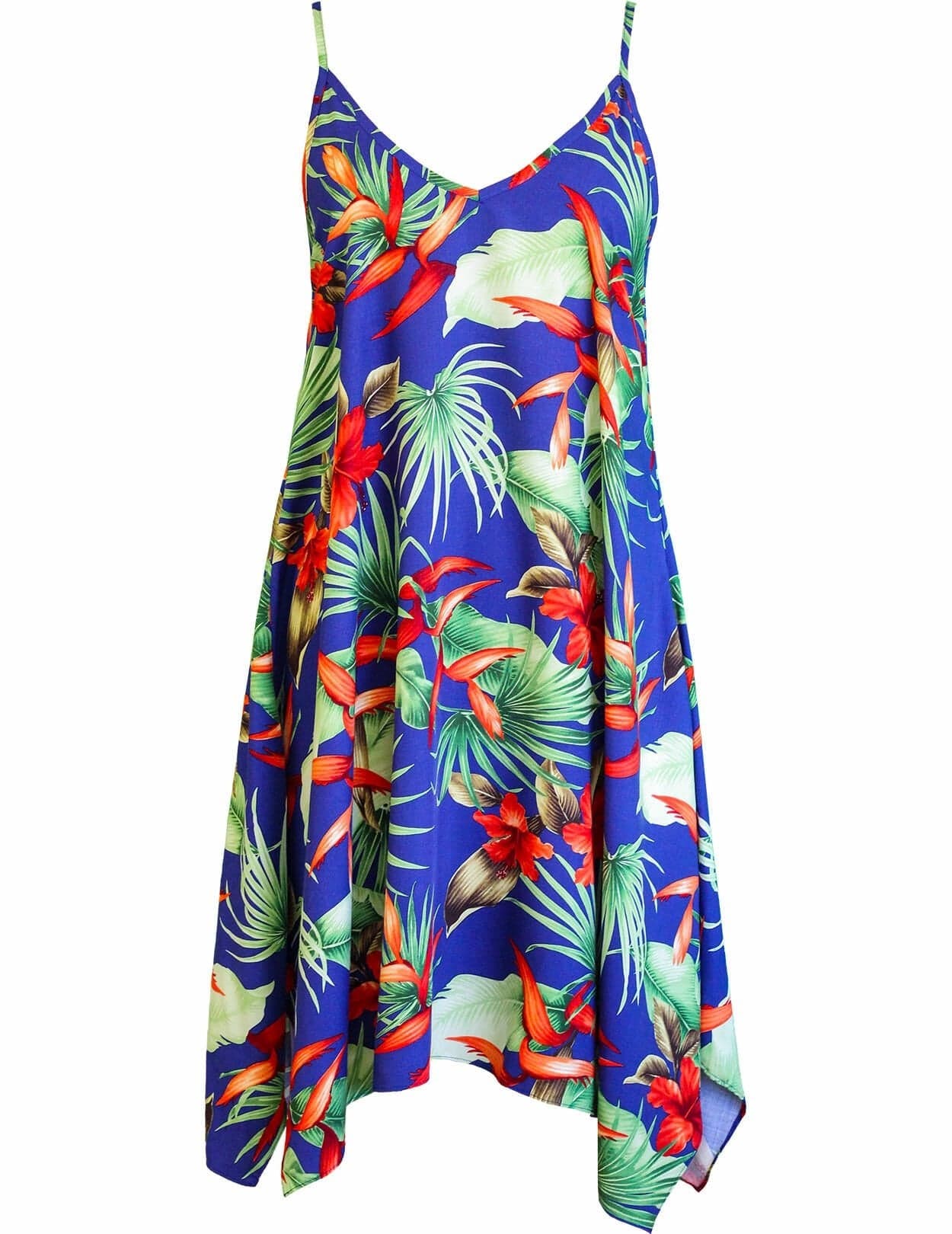 Relaxed Waist V-Neck Short Hawaiian Dress