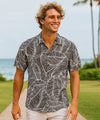 Banana Leaves Rayon Men's Aloha Shirt Charcoal