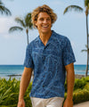 Banana Leaves Rayon Men's Aloha Shirt Navy