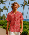 Banana Leaves Rayon Men's Aloha Shirt Red