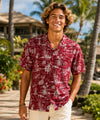 Hawaii Men's Relax Fit Rayon Aloha Shirt Burgundy