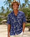 Hawaii Men's Relax Fit Rayon Aloha Shirt Navy Blue