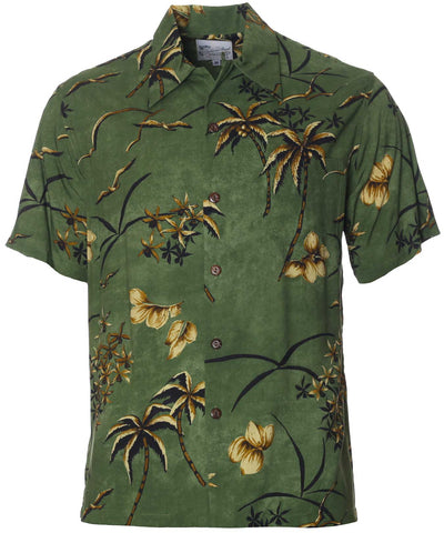 ヴィンテージアロハシャツ Rayon Hawaiian Retro Oasis Rayon Men's Hawaiian Shirt | Aloha Shirts Club