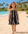 Ruffle Girls Spaghetti Smock Hawaiian Dress Black